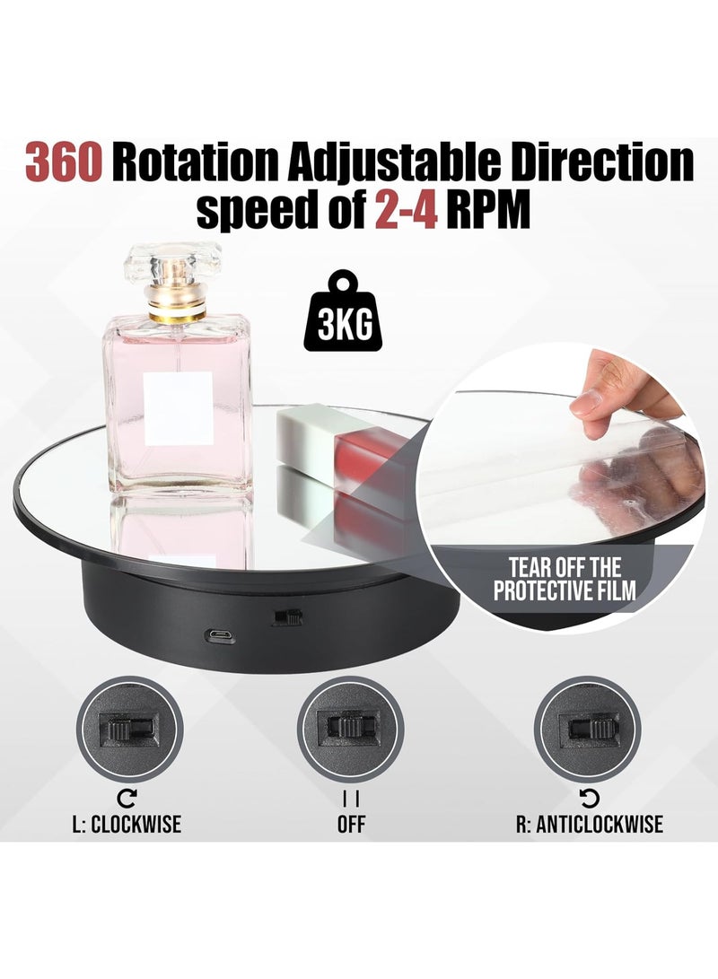 BUYCO 360 Degree Electric Rotating Mirror Turntable Display Stand for Product Photography, Jewelry, Watches & Small Items - Image 5